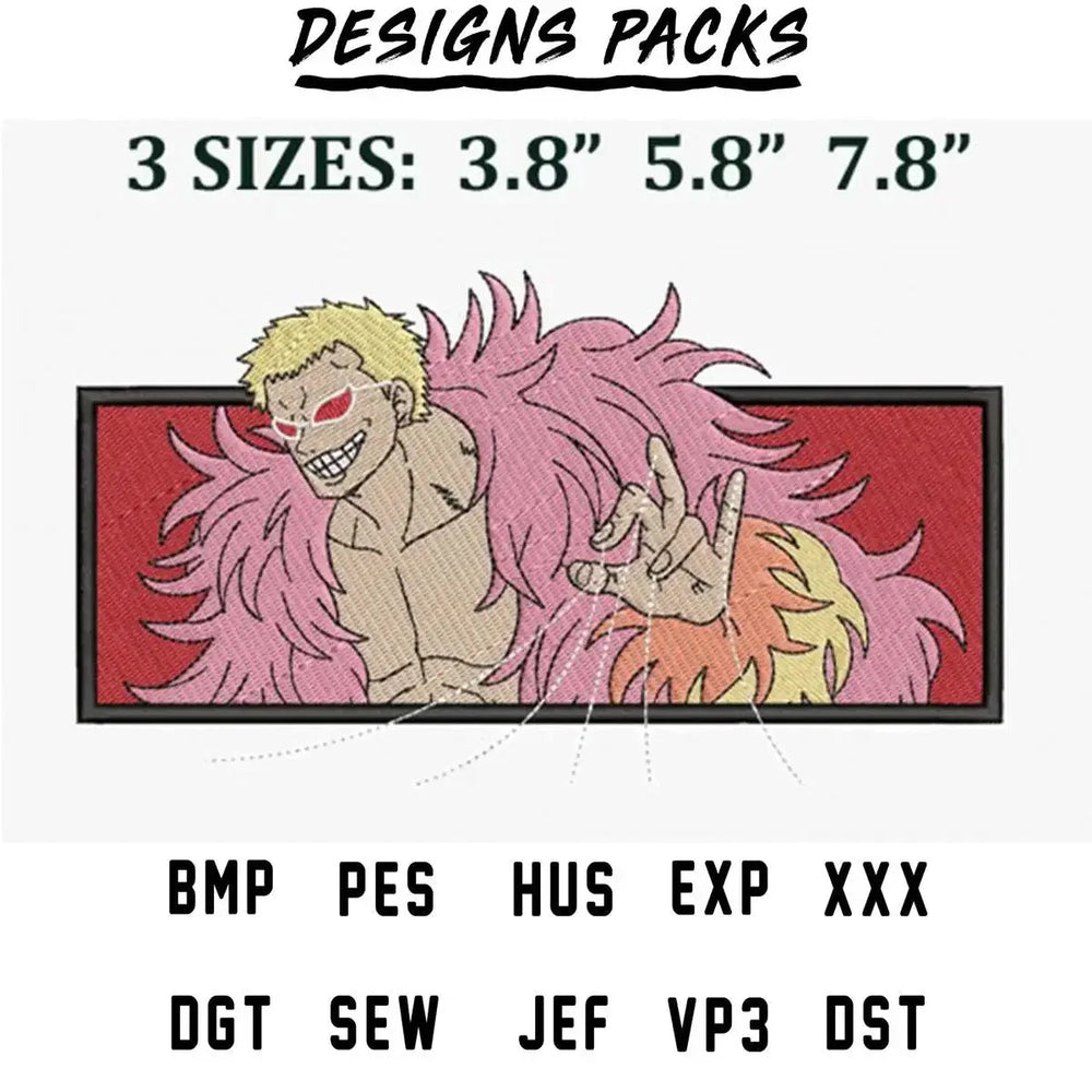 Donquixote Doflamingo Rectangle One Piece Anime Embroidery Design
