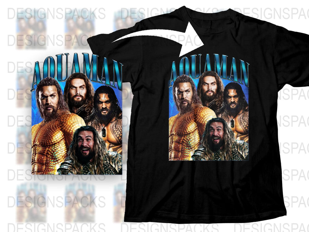 Aquaman Movie Graphic T-Shirt, Jason Momoa Print Tee, Superhero Shirt for Fans, Casual Wear Cotton