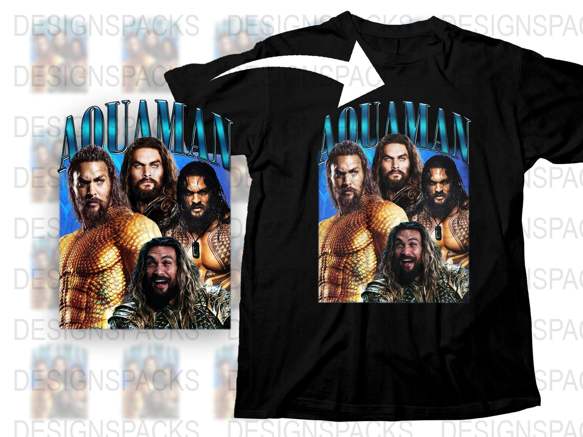 Aquaman Movie Graphic T-Shirt, Jason Momoa Print Tee, Superhero Shirt for Fans, Casual Wear Cotton