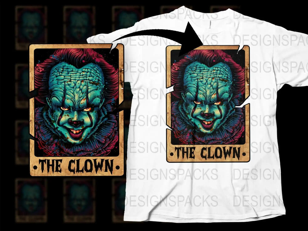 Horror Clown Graphic T-Shirt, Scary Movie Inspired, Unisex Halloween Tee, Unique Creepy Clown Design Shirt