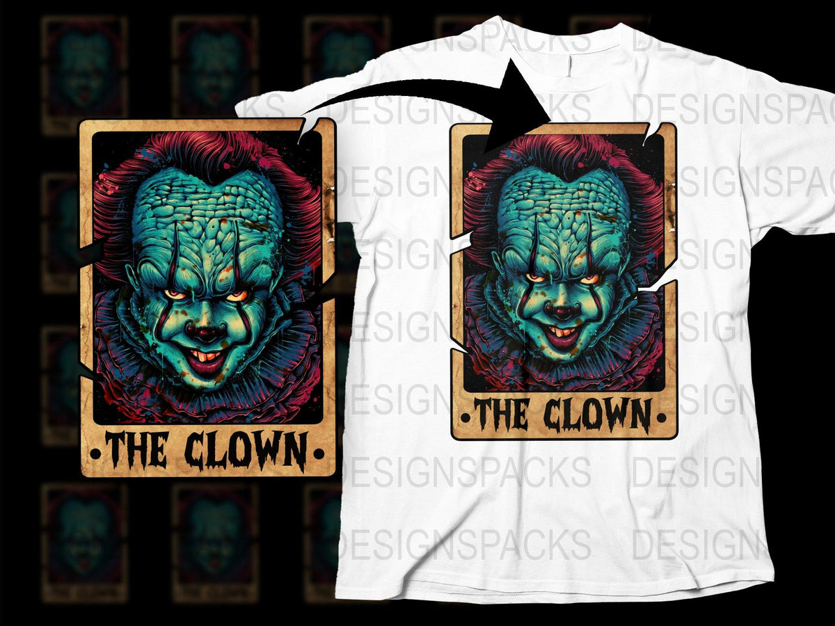Horror Clown Graphic T-Shirt, Scary Movie Inspired, Unisex Halloween Tee, Unique Creepy Clown Design Shirt