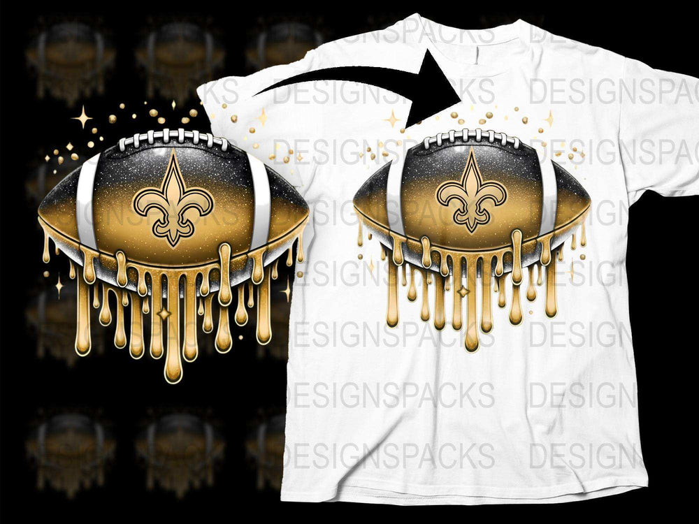 New Orleans Fleur-de-Lis T-Shirt, Gold Dripping Effect, Graphic Tee, Football Fan Apparel, Casual Wear