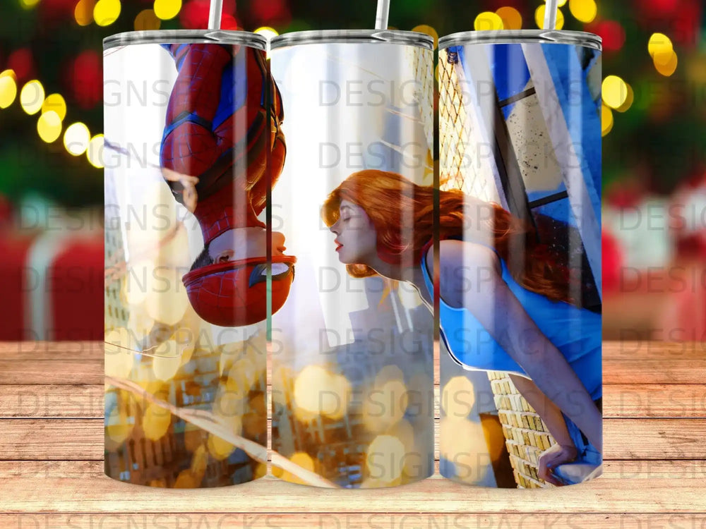 Spider Hero Upside Down Kiss Red Hair Lady Bokeh Lights product type