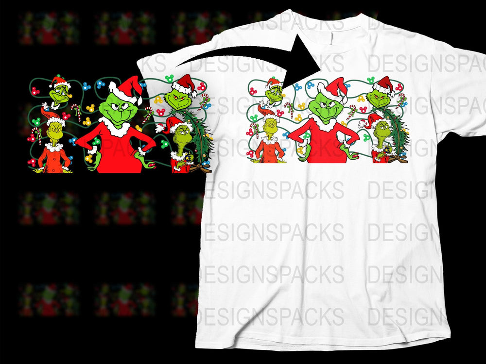 Colorful Grinch Christmas T-Shirt, Festive Holiday Tee, Unisex Xmas Shirt for Family, Cartoon Character Design