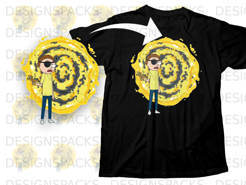 Cartoon Character with Laser Gun Graphic T-Shirt