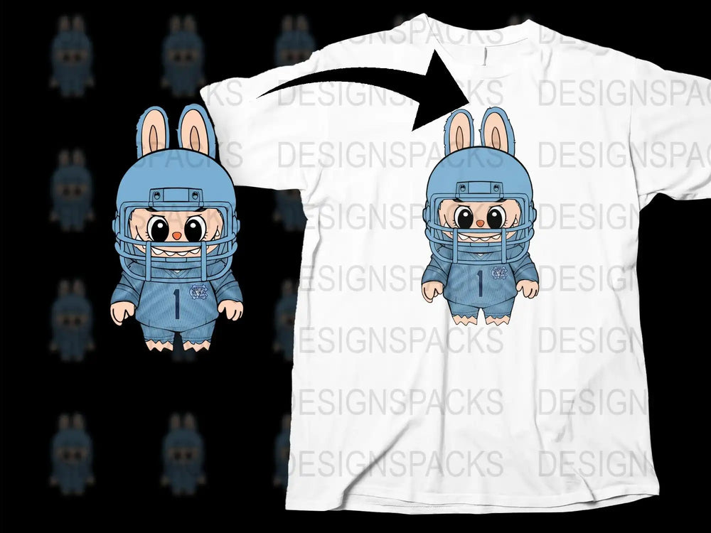 Cute Blue Bunny Cartoon T-Shirt, Unisex Kids Animal Character Tee, Casual Cotton Top for Children