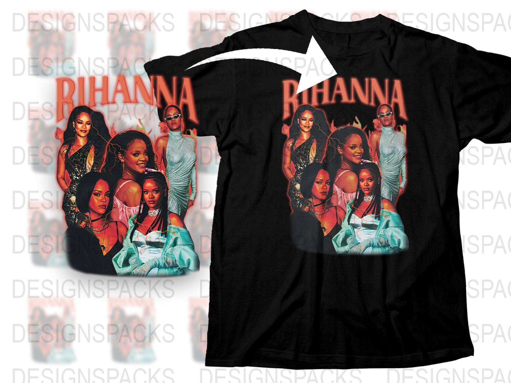 Rihanna Graphic T-Shirt, Vintage Style Pop Star Tee, Music Icon Fashion Top, Celebrity Printed Shirt