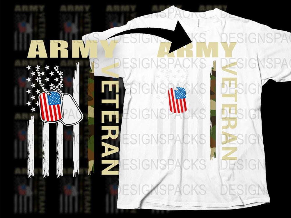 Patriotic Army Veteran T-Shirt, Distressed Flag Design, Military Appreciation Tees, USA Veterans Day Gift