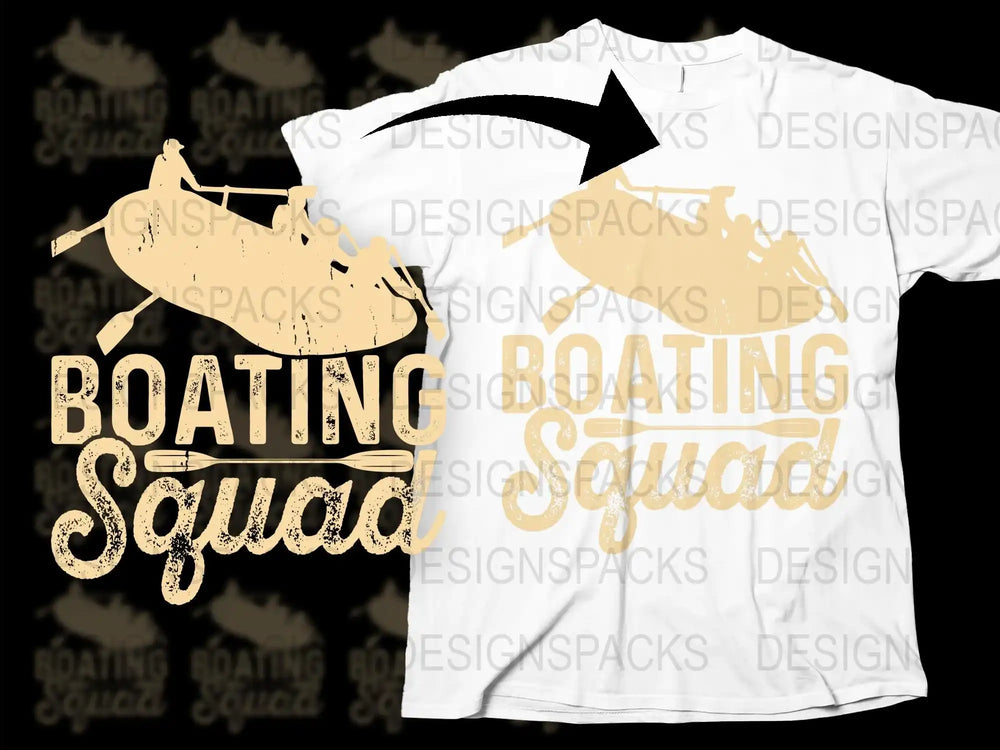 Boating Squad T-Shirt, Gold Glitter Text, Nautical Theme Graphic Tee, Summer Boating Apparel, Unisex Crewneck Shirt