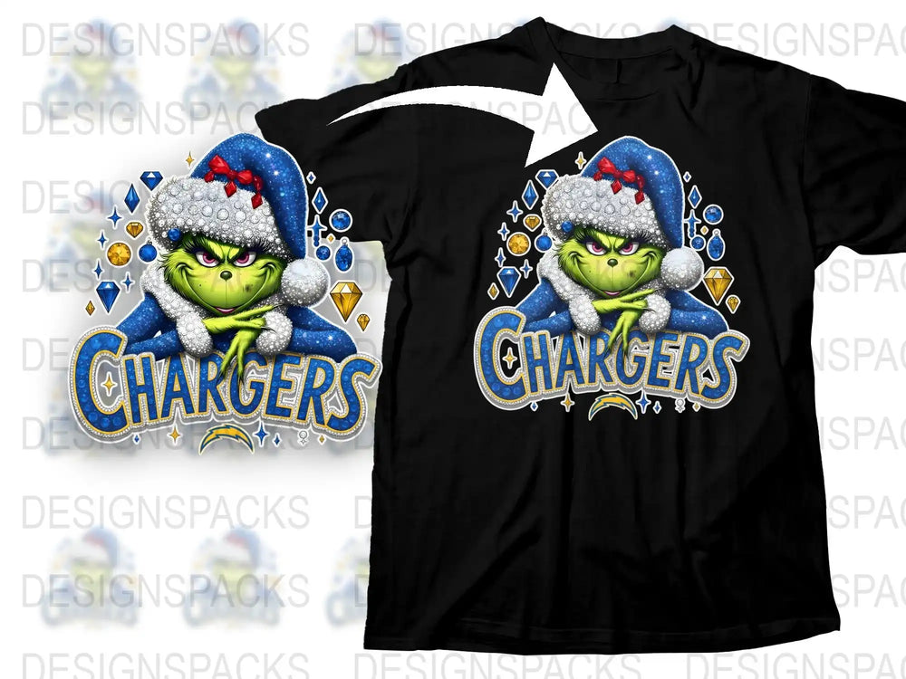 Chargers Green Monster Cartoon Character Snow Hat Winter T-Shirt, Sports Fan Apparel
