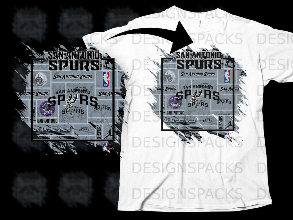 San Antonio Spurs Logo Collage Graphic Design T-shirt