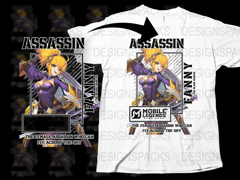 Mobile Legends Assassin Anime T-Shirt, Female Character Graphic Tee, Gaming Apparel