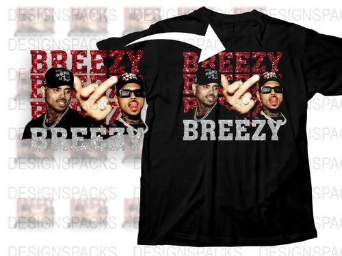 Breezy Graphic T-Shirt, Hip Hop Fashion Tee, Urban Streetwear, Casual Black Top with Bold Print, Unisex Clothing
