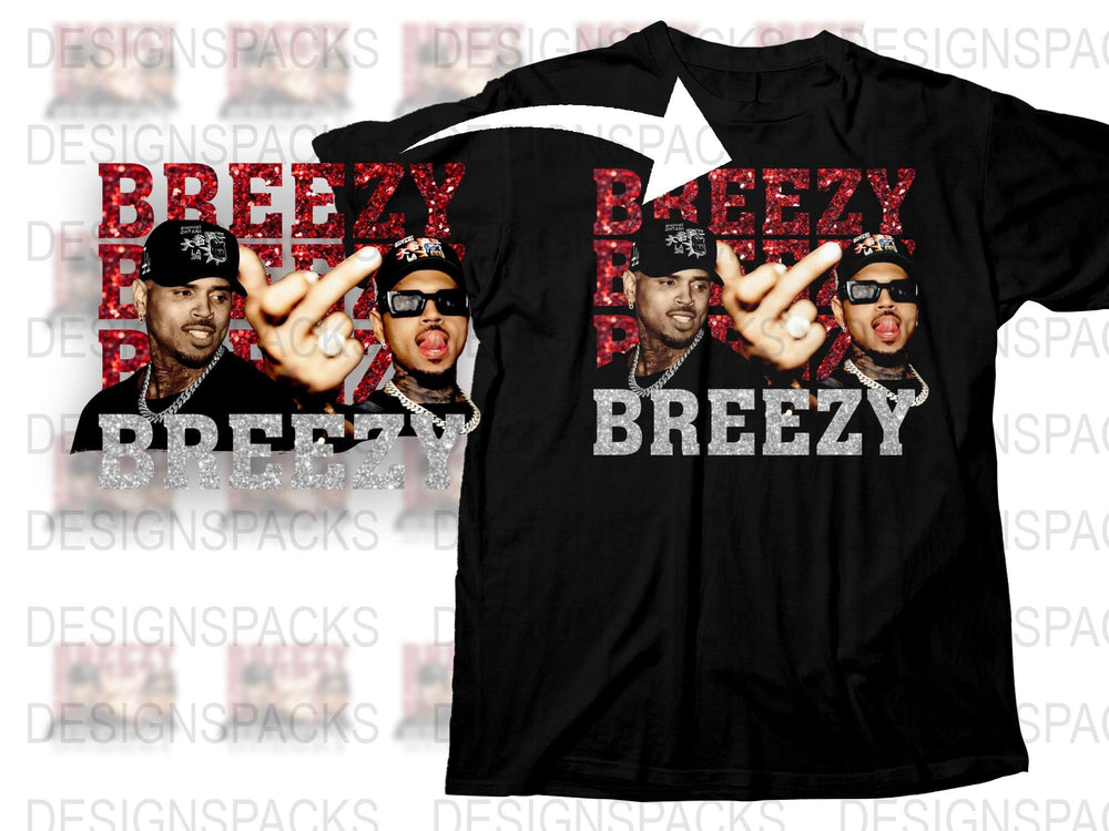 Breezy Graphic T-Shirt, Hip Hop Fashion Tee, Urban Streetwear, Casual Black Top with Bold Print, Unisex Clothing