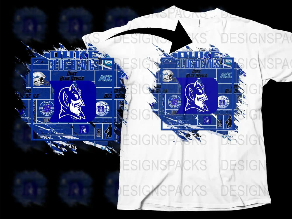 Duke Blue Devils T-Shirt, NCAA College Basketball Graphic Tee, Men's White Cotton Shirt