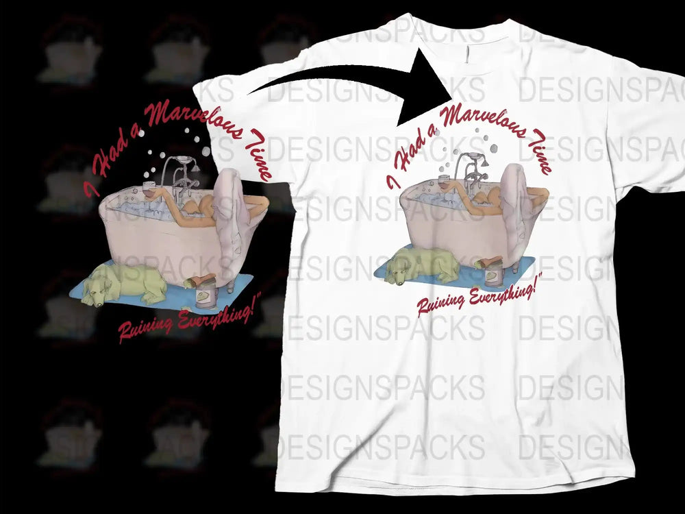Funny Cat T-Shirt, Ruining Everything Cute Cat in Bathtub, Graphic Tee for Cat Lovers, Unique Pet Humor Clothing, Unisex Shirt Gift