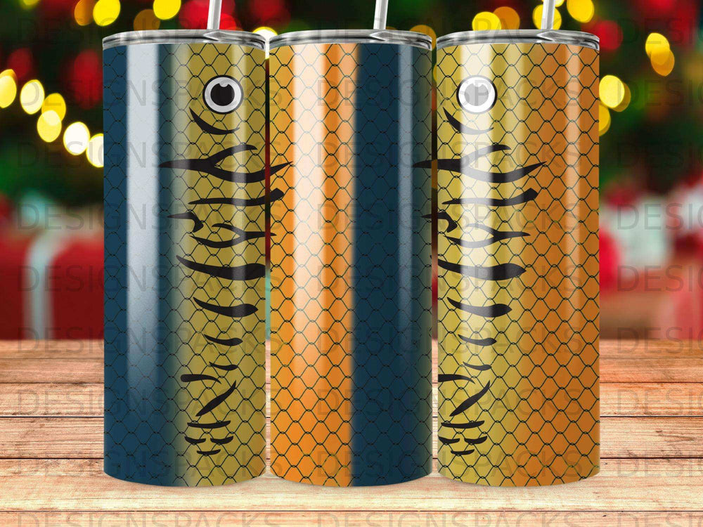 Two cylindrical tumblers with a fish scale pattern.
