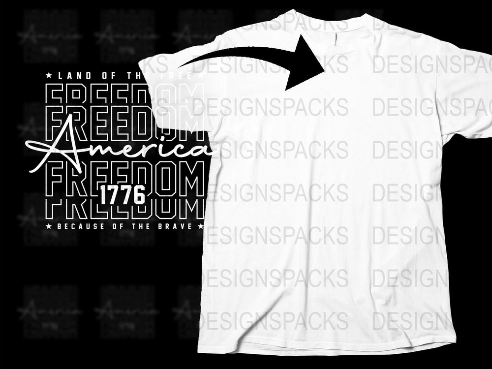 American Freedom Graphic T-Shirt, Patriotic USA Design, Cotton Tee, 1776 Slogan, Land of the Free - Unisex Fit