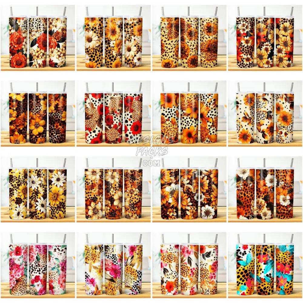 61 Leopard Print Flowers Seamless Tumbler Wrap Bundle Jpg