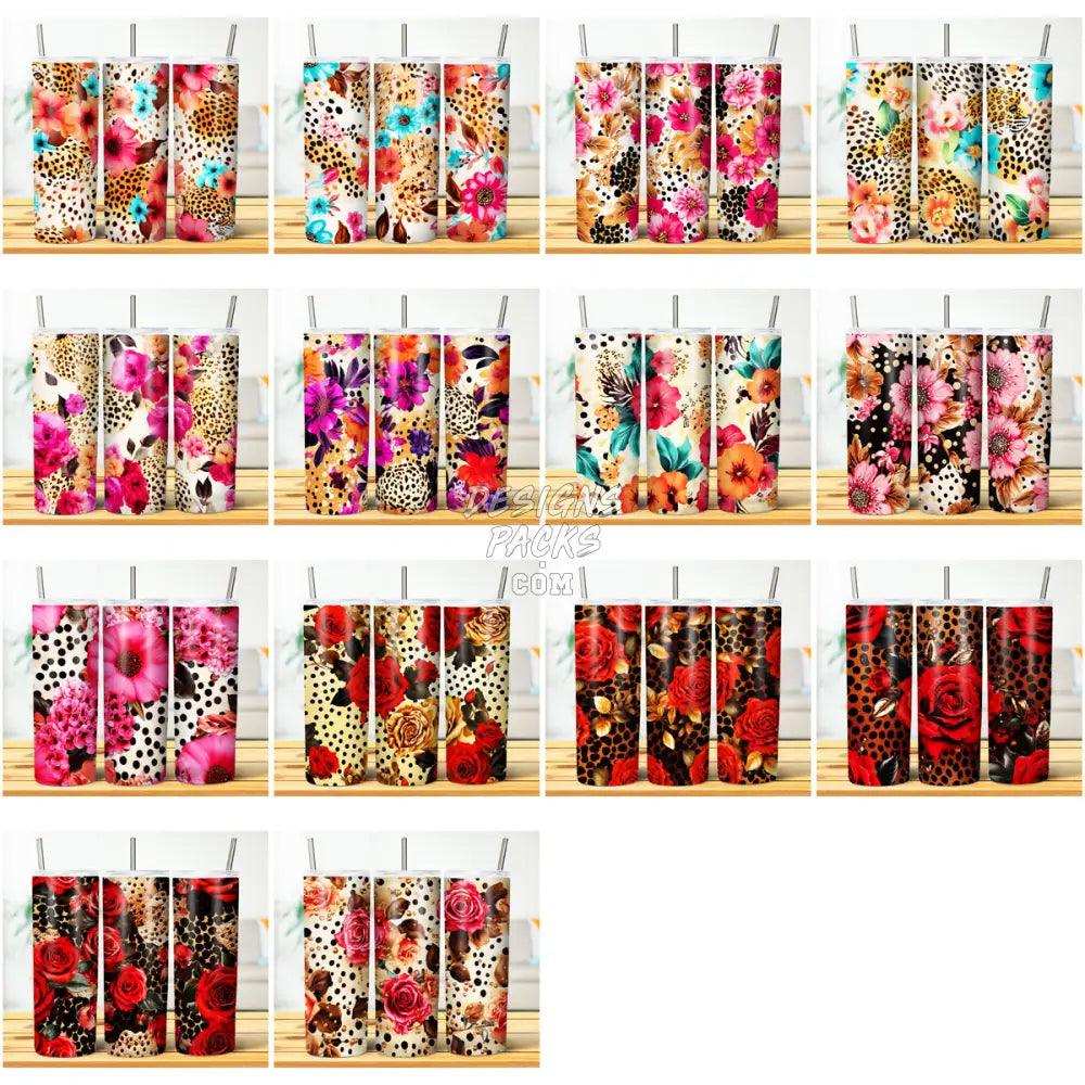 61 Leopard Print Flowers Seamless Tumbler Wrap Bundle Jpg