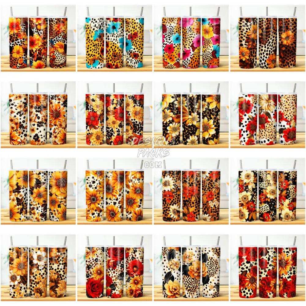 61 Leopard Print Flowers Seamless Tumbler Wrap Bundle Jpg