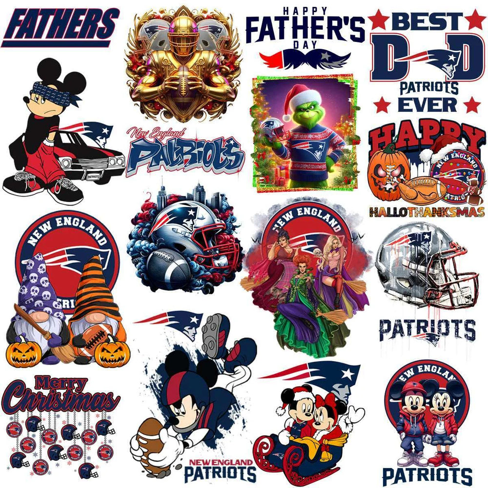 61 Mega Football Team New England Patriots Mixed V1 Designs Bundle PNG