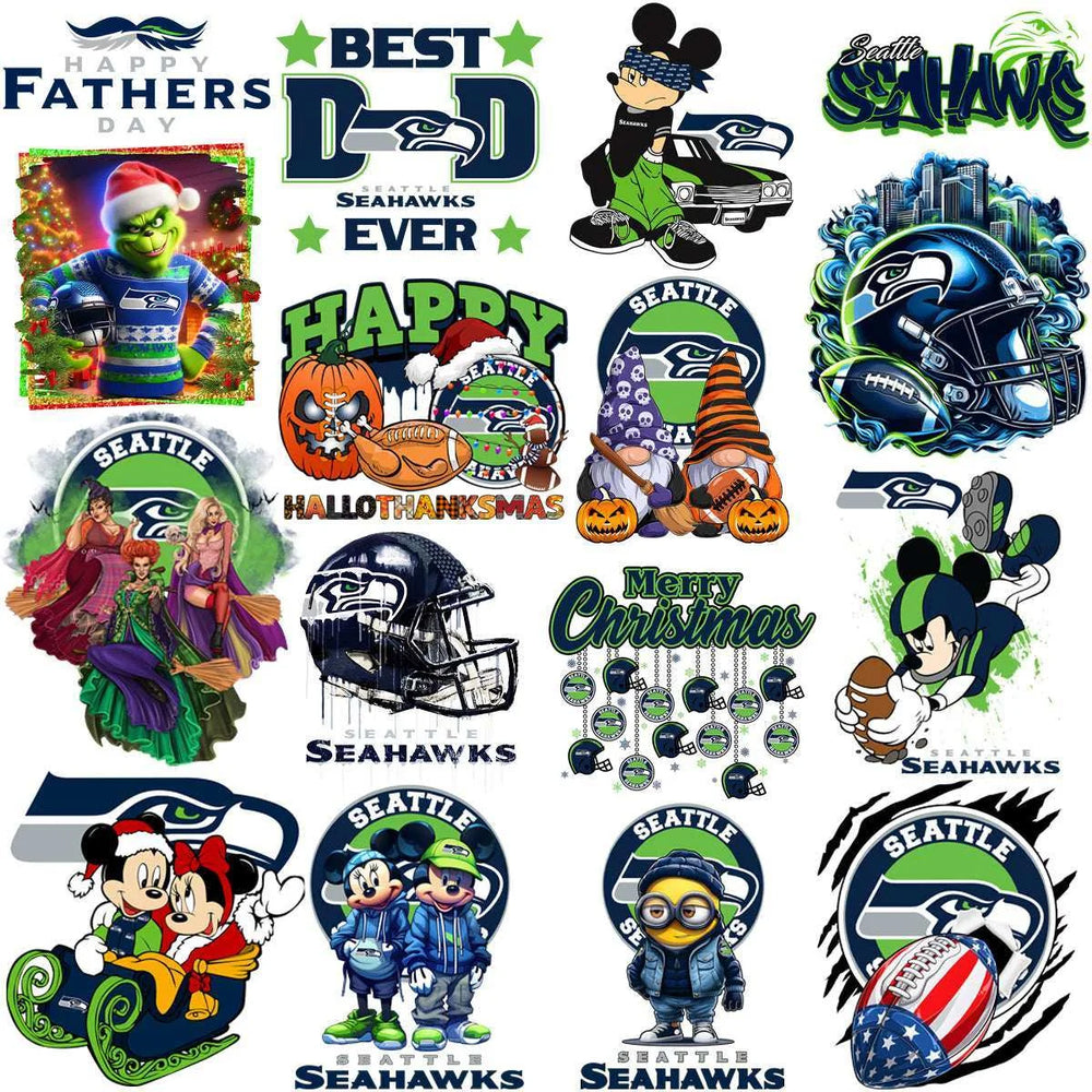 61 Mega Football Team Seattle Seahawks Mixed V1 Designs Bundle PNG