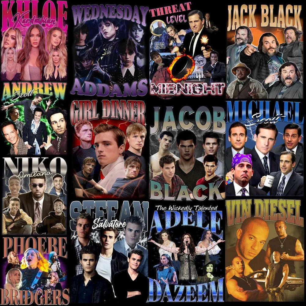 61 Movie Celebrity Series TV Bootleg Designs Bundle PNG