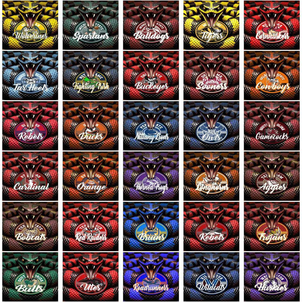 61 NCAA College Sports Rattle Snake Tumbler Wrap Bundle JPG