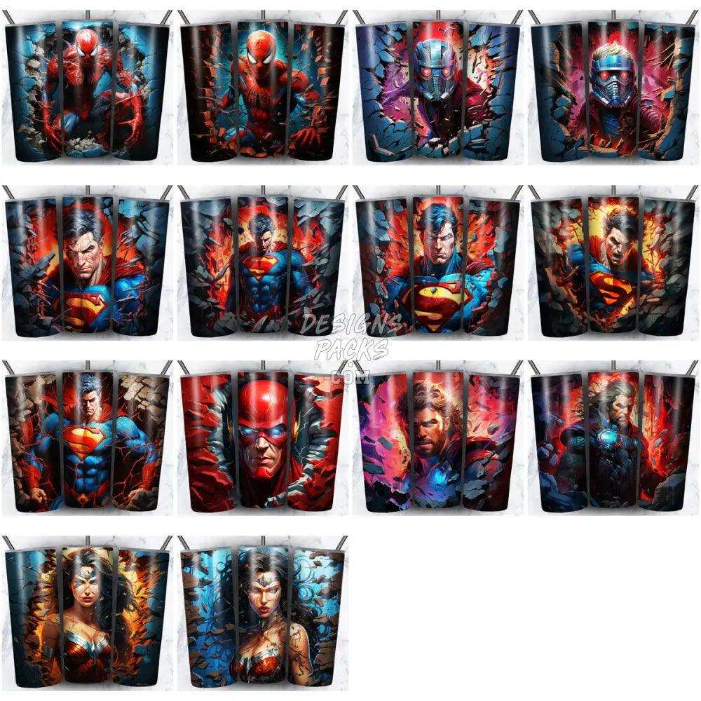 61 Wall Superheroes Tumbler Wrap Bundle Jpg