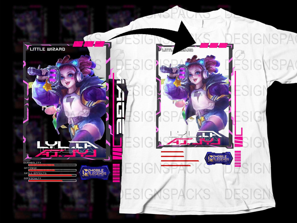 Mobile Legends Lylia Graphic T-Shirt, Anime Style Sports Jersey, Gamer Clothing, Fantasy Character Tees, Casual Wear, Vibrant Colors
