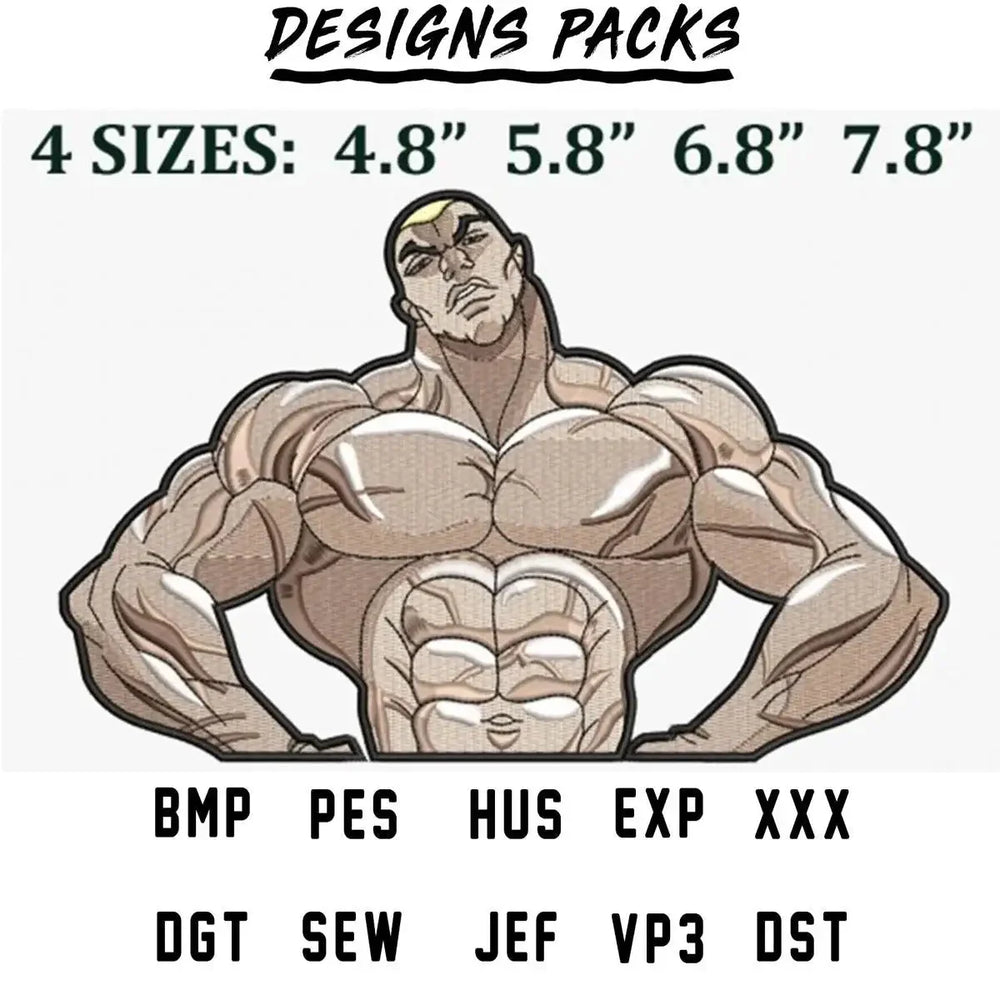Jack Hanma Baki Anime Embroidery Design