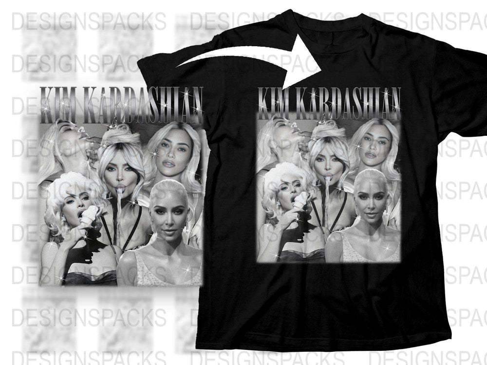 Celebrity Inspired Graphic T-Shirt, Women's Fashion Tee, Casual Streetwear, Multiple Poses Print, Black Top
