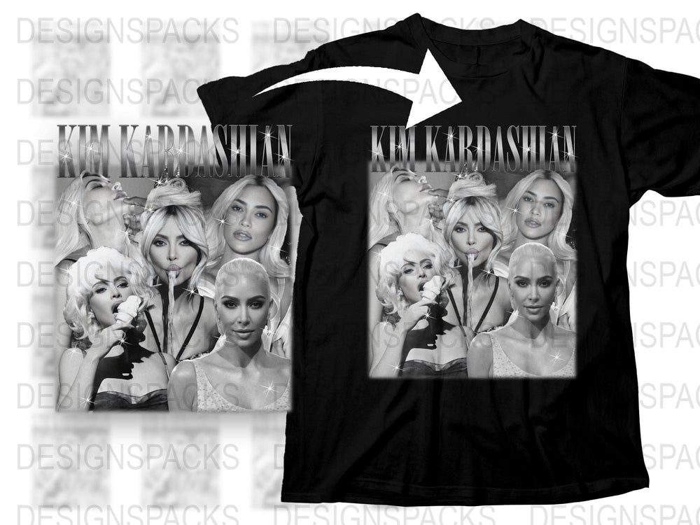 Celebrity Inspired Graphic T-Shirt, Women's Fashion Tee, Casual Streetwear, Multiple Poses Print, Black Top