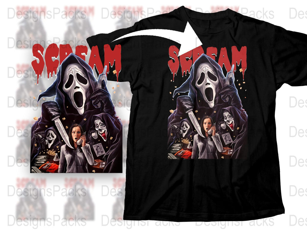 Scream Movie Graphic T-Shirt, Horror Film Cotton Tee, Unisex Vintage Style, Halloween Apparel, Fan Gift Idea
