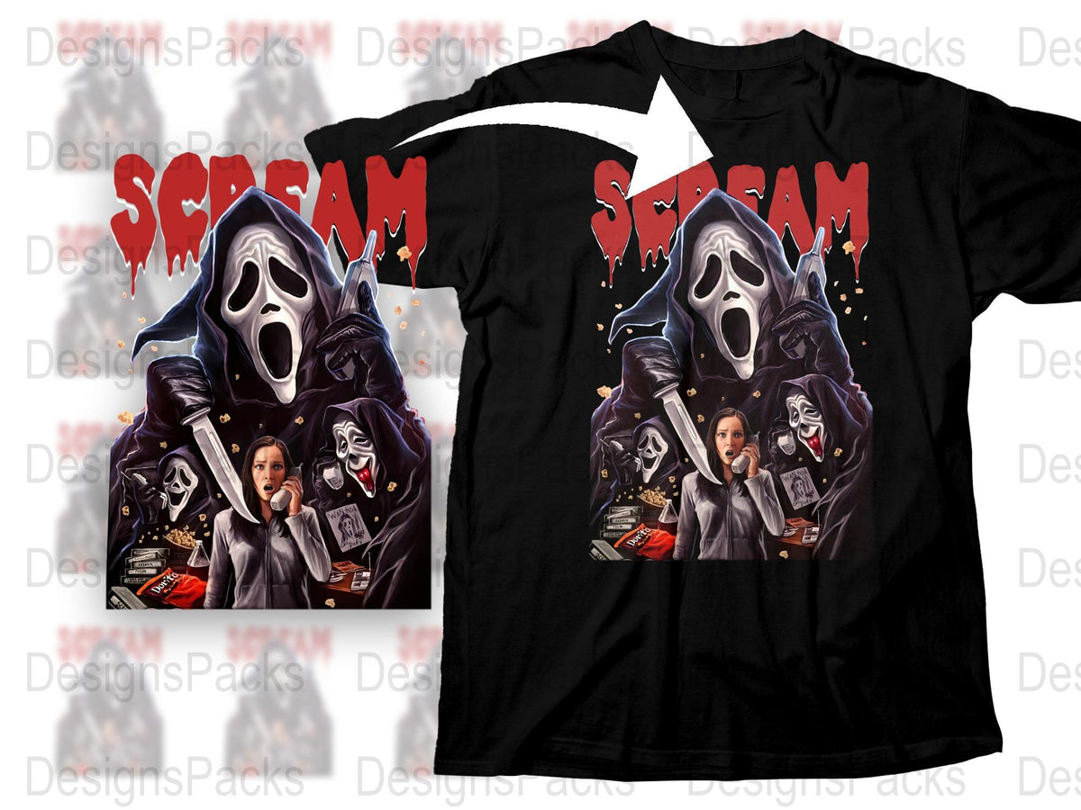 Scream Movie Graphic T-Shirt, Horror Film Cotton Tee, Unisex Vintage Style, Halloween Apparel, Fan Gift Idea