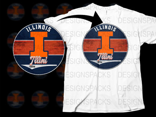 Illinois Fighting Illini T-Shirt Vintage Logo Sports College Fan Apparel 1894