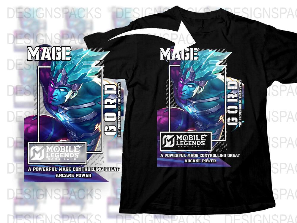 Mobile Legends T-Shirt, Mage Hero Graphic Tee, Gaming Apparel, Men's Black Shirt, Unique Gamer Gift