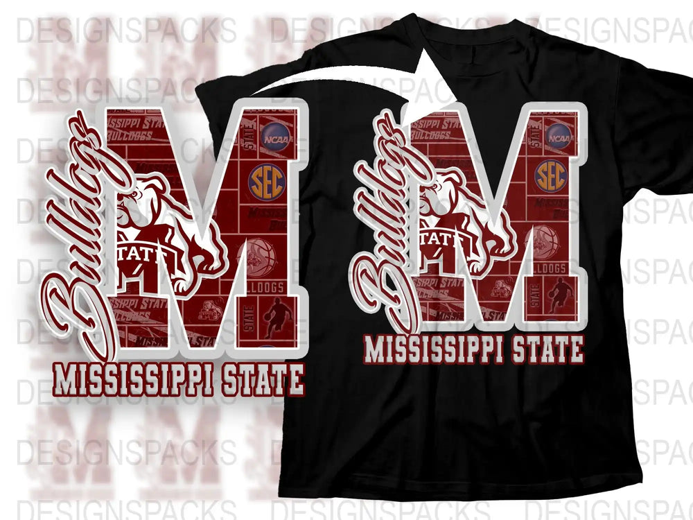 Mississippi State Bulldogs T-Shirt, SEC Football Fan Gear, Maroon and White Graphic Tee