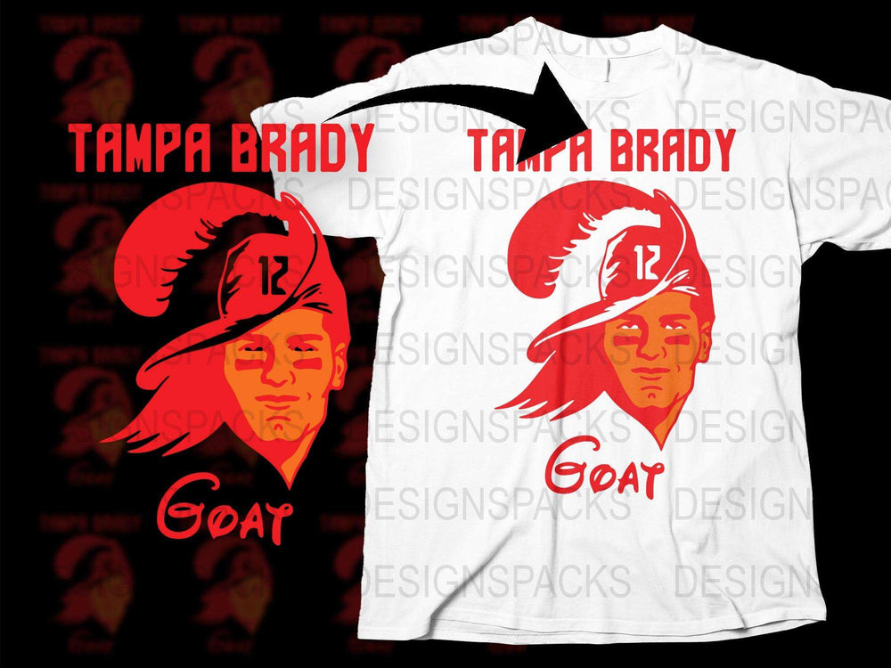 Tampa Brady Goat T-Shirt, Red and White Graphic Tee, Football Fan Apparel, Sports Legend Tribute, Unisex Casual Wear