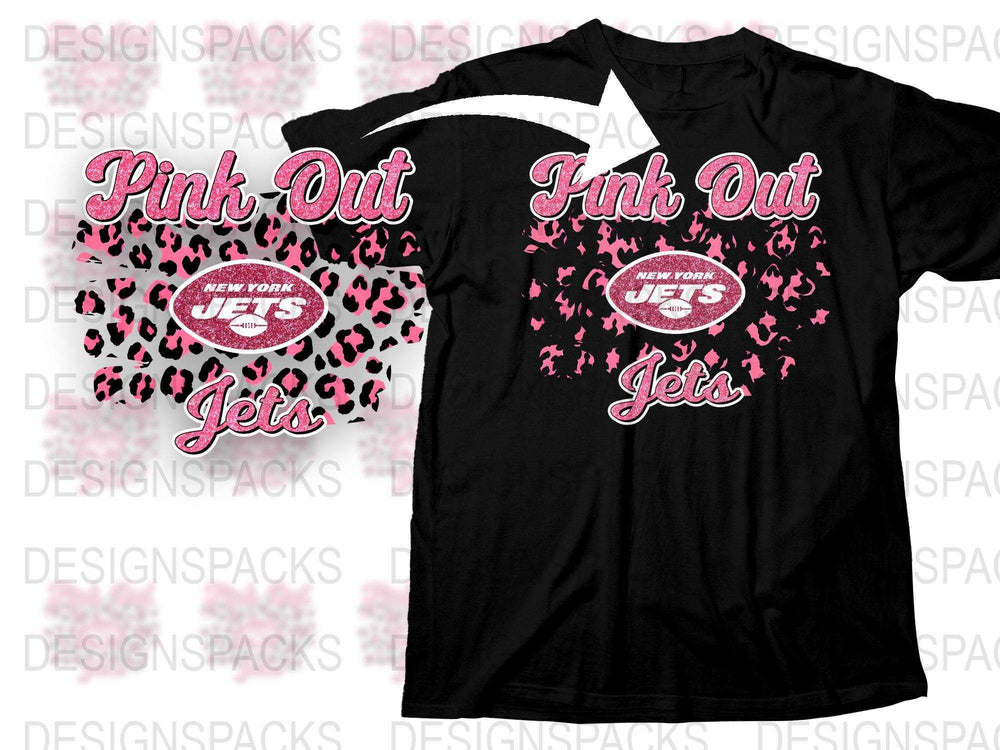 Pink Out New York Jets T-Shirt, Black Cotton Tee, Sports Fan Apparel, Football Season Gear