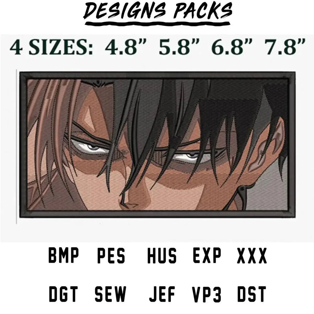 Levi Ackerman Rectangle Anime Embroidery Design