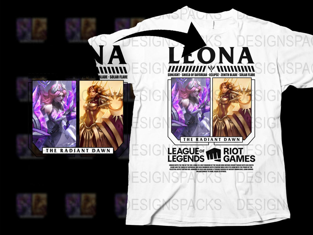 League of Legends Leona T-Shirt, The Radiant Dawn Graphic Tee, Riot Games Merchandise, Solar Flare Design