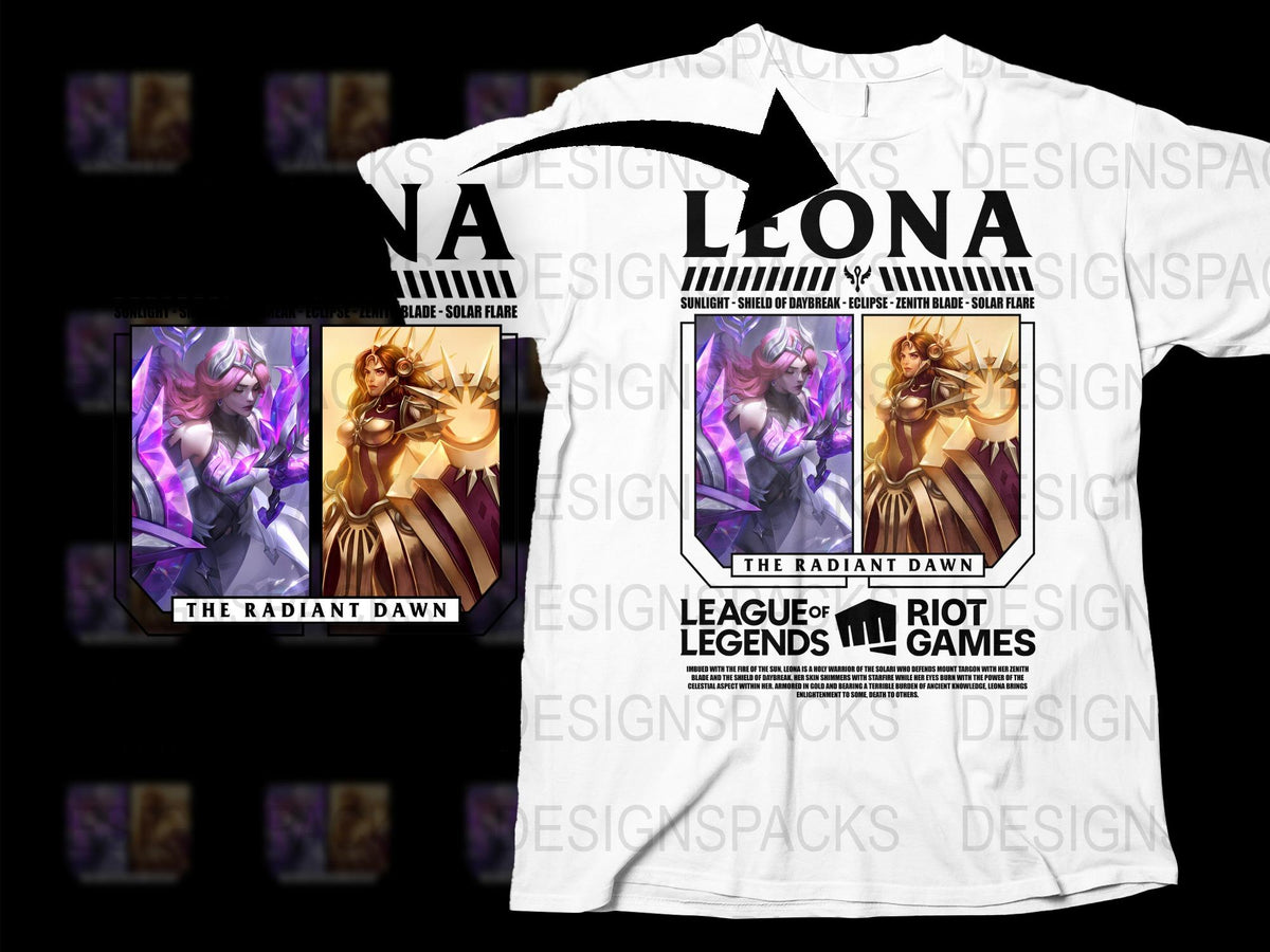 League of Legends Leona T-Shirt, The Radiant Dawn Graphic Tee, Riot Games Merchandise, Solar Flare Design