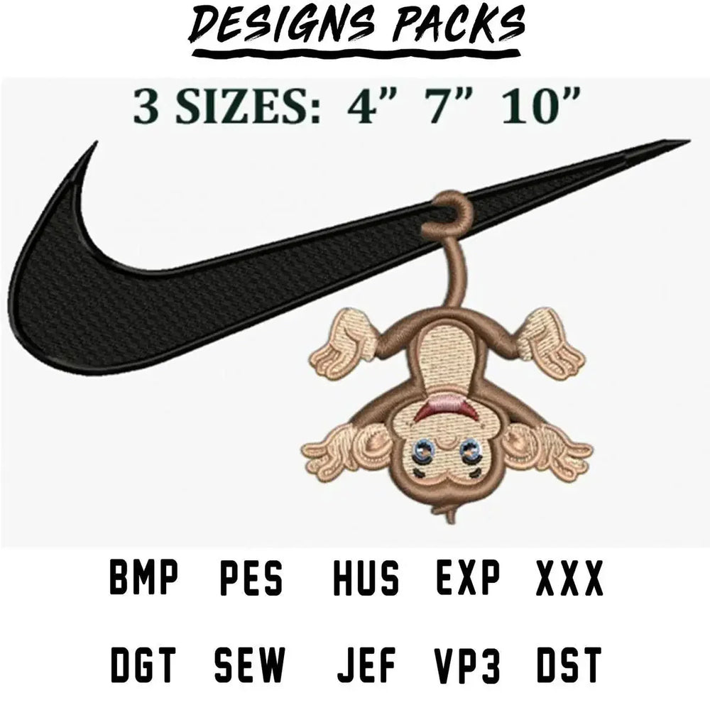 Animal Cute Monkey Sport Embroidery Design