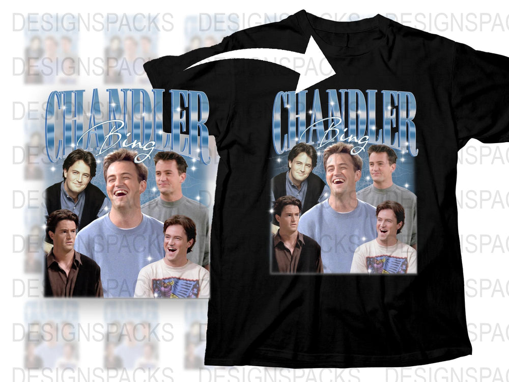 Chandler Bing Fans T-Shirt, 90s TV Show Inspired Graphic Tee, Vintage Style, Unisex Cotton Shirt