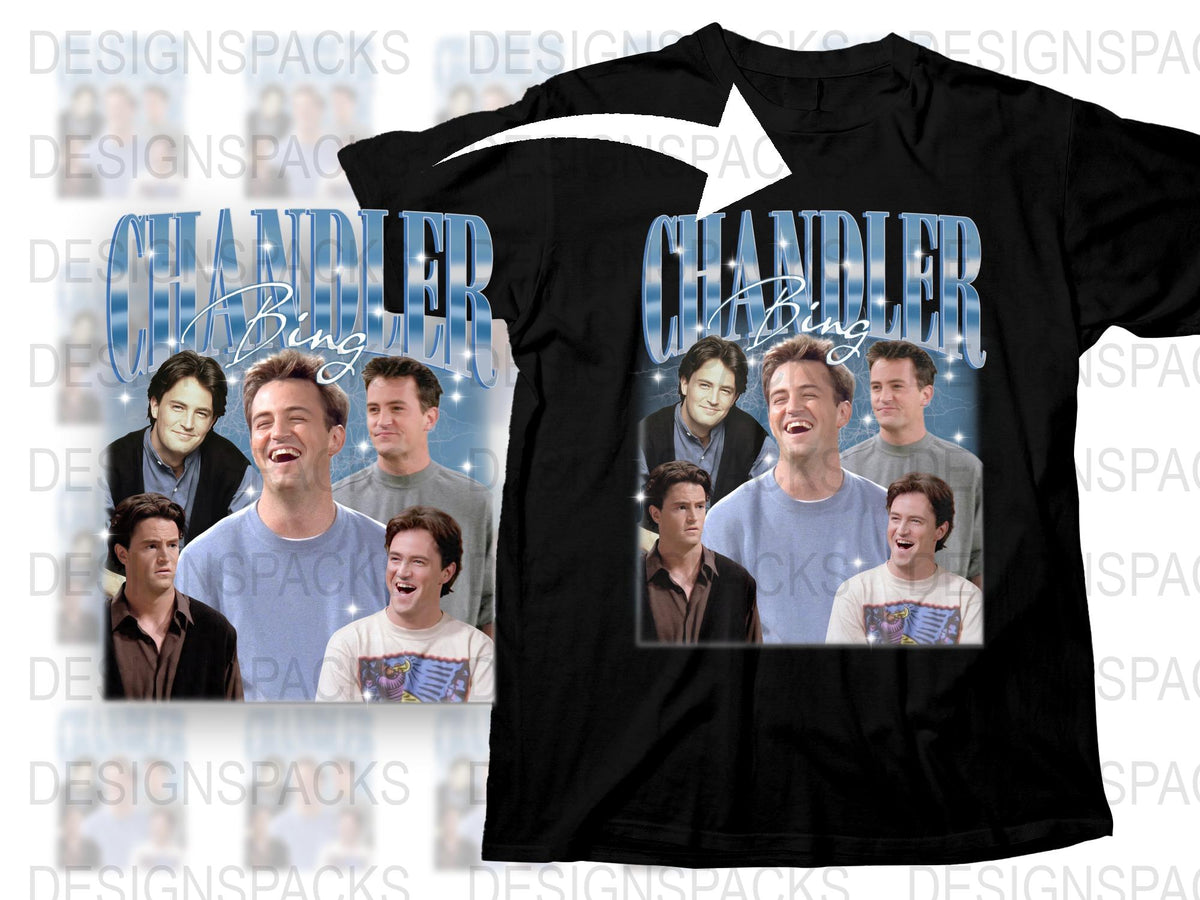 Chandler Bing Fans T-Shirt, 90s TV Show Inspired Graphic Tee, Vintage Style, Unisex Cotton Shirt