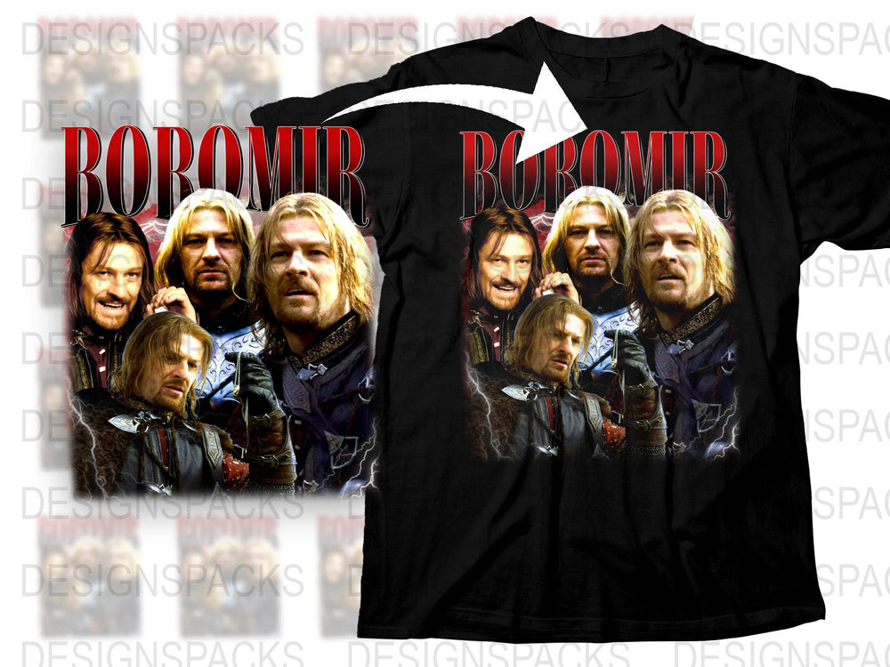 Boromir Graphic T-Shirt, Lord of the Rings Inspired, Movie Fan Tee, Multiple Images, Unisex Cotton Shirt
