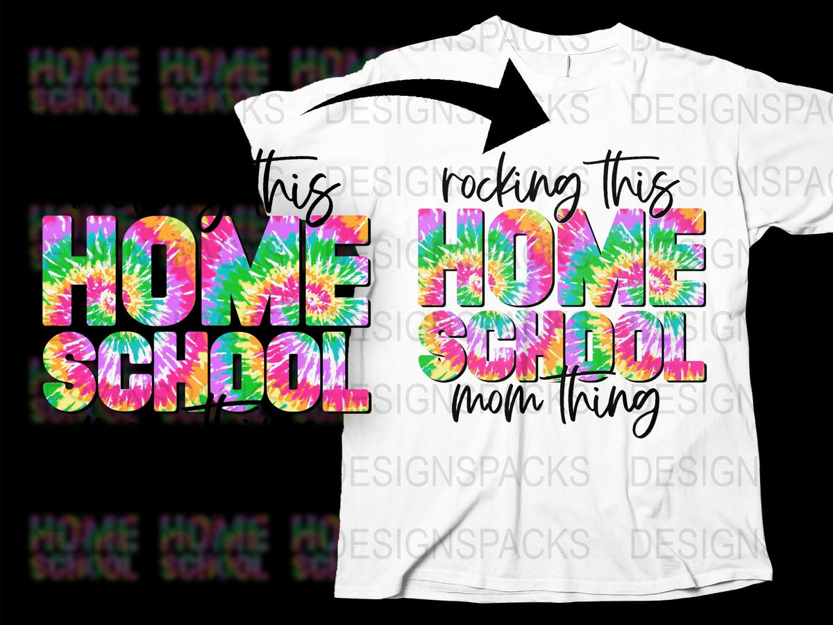 Rocking This Home School Mom Thing Design Colorful Png Digital Download