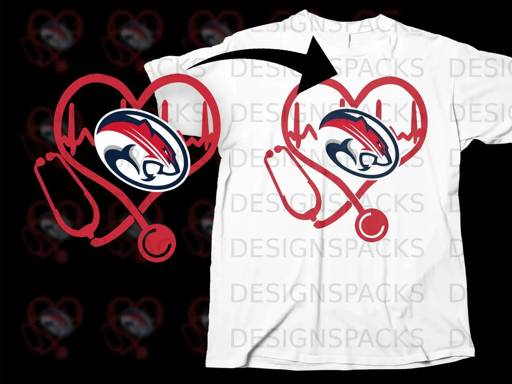Heartbeat Stethoscope Logo Graphic T-shirt for Fans